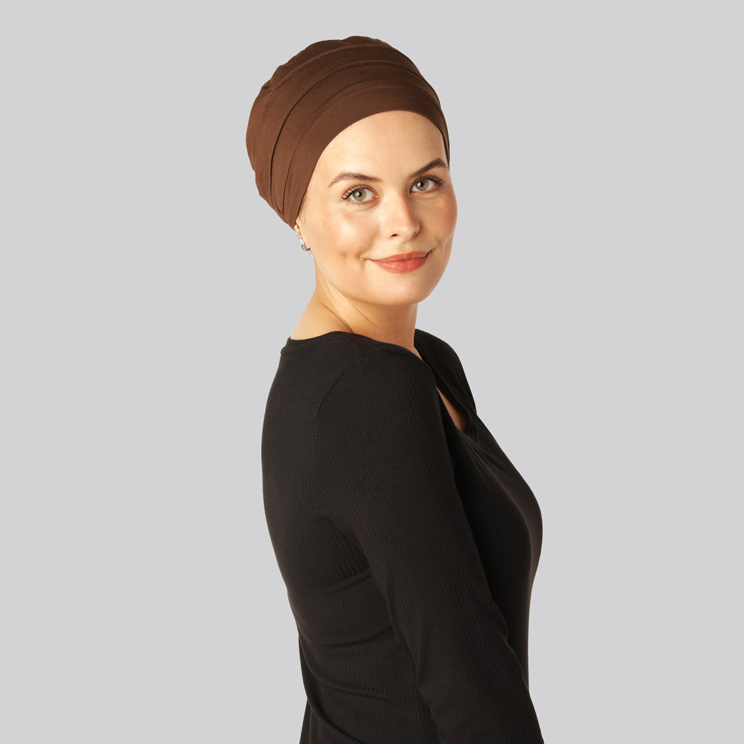 Klassieke bamboe tulband in bruin voor dames