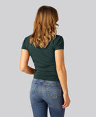 Bambuni bamboe T-shirts met ronde hals voor dames in groen