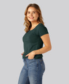 Bambuni bamboe T-shirts met ronde hals voor dames in groen