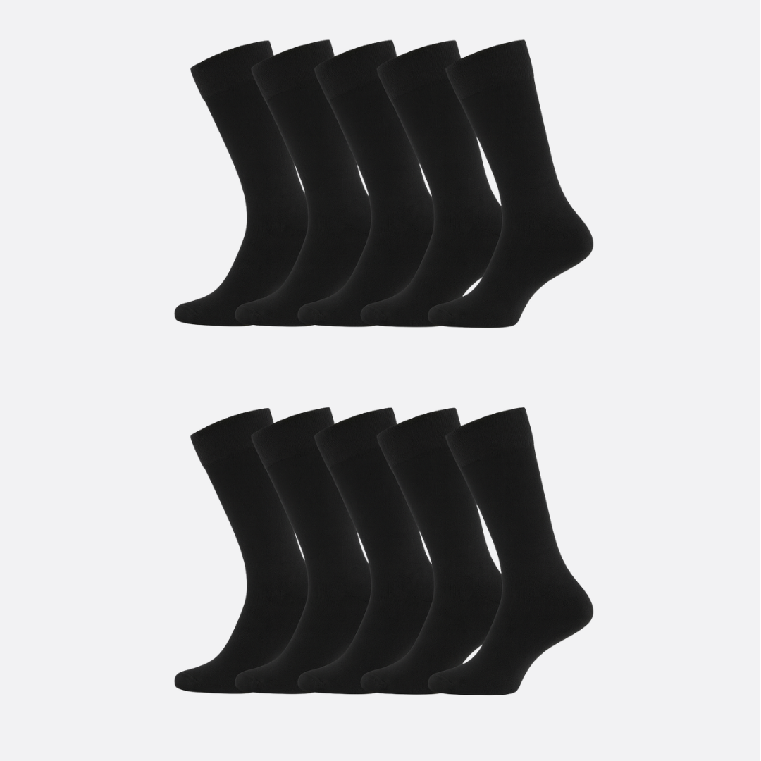 Bamboe sokken in zwart voor heren, 10 stuks per verpakking.