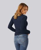 Bamboe T-shirt met lange mouwen in marineblauw voor dames