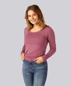 Bamboe T-shirt met lange mouwen in oudroze voor dames