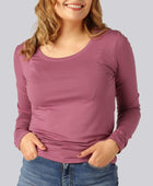 Bamboe T-shirt met lange mouwen in oudroze voor dames