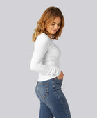 Witte bamboe T-shirt met lange mouwen voor dames