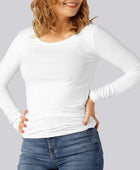 Witte bamboe T-shirt met lange mouwen voor dames