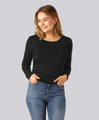 Bamboe T-shirt met lange mouwen in zwart voor dames