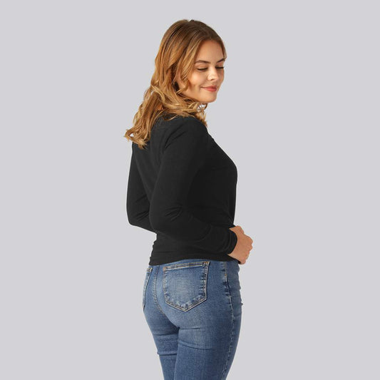 Bamboe T-shirt met lange mouwen in zwart voor dames