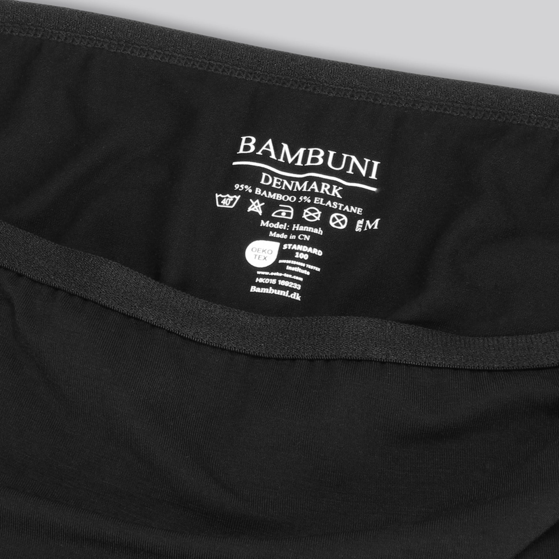 Bamboe string met hoge taille in zwart voor dames