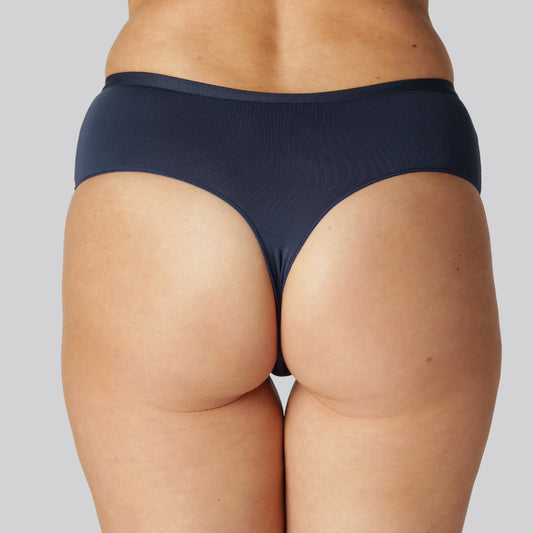 Bamboe stringslipje met hoge taille in marineblauw voor dames