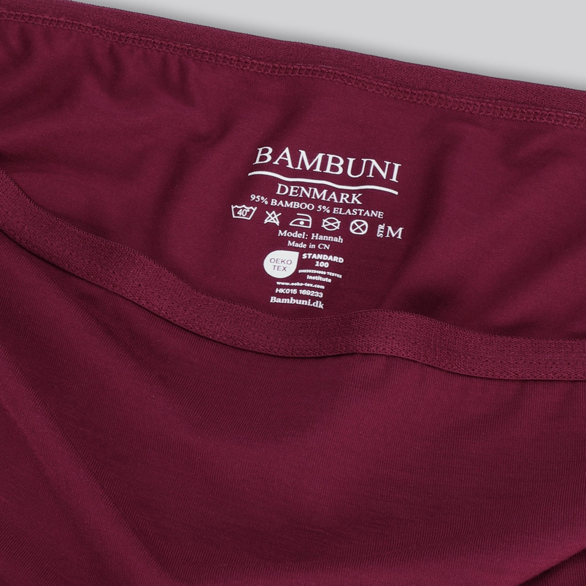 Bamboe stringslipje met hoge taille in bordeauxrood voor dames