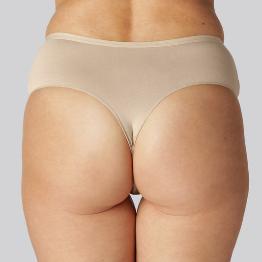 Bamboe stringslipje met hoge taille in beige voor dames