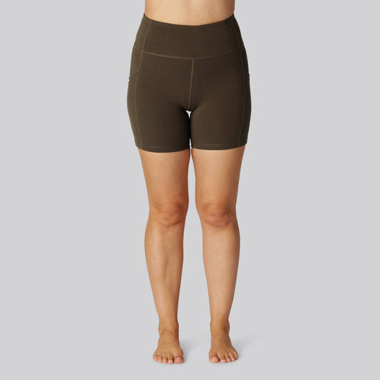 Bamboe fitnessshorts in bruin voor dames