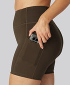 Bamboe fitnessshorts in bruin voor dames