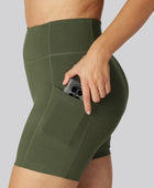 Bamboe fitnessshorts in groen voor dames