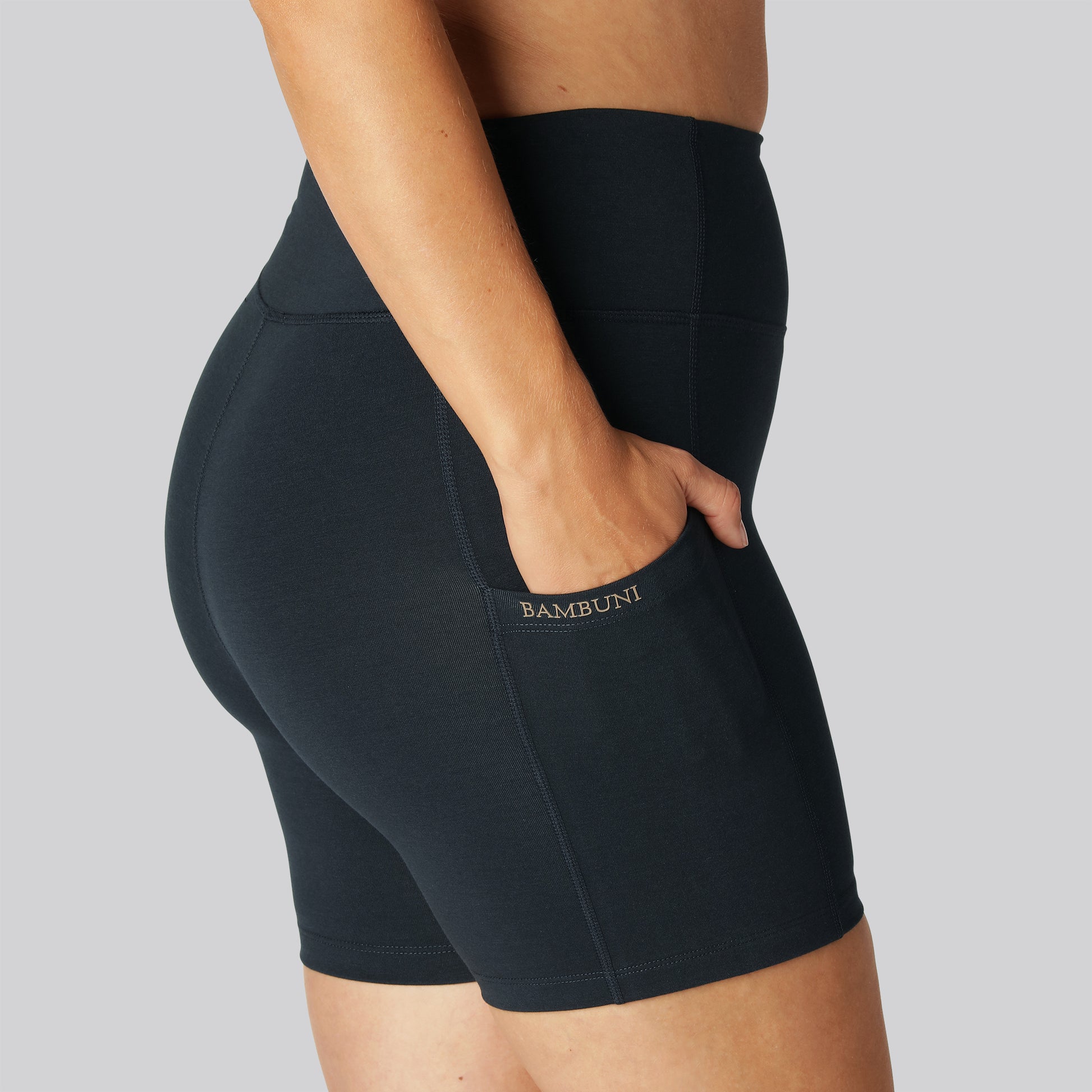 Bamboe fitnessshorts in marineblauw voor dames