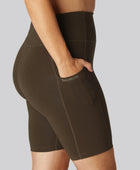 Bruine fitnessshorts van bamboe voor dames