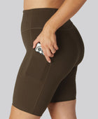 Bruine fitnessshorts van bamboe voor dames