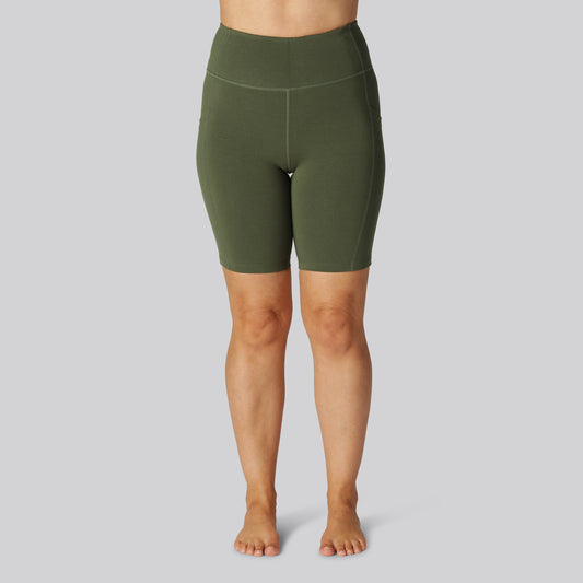 Bamboe fitnessshorts in groen voor dames
