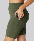 Bamboe fitnessshorts in groen voor dames