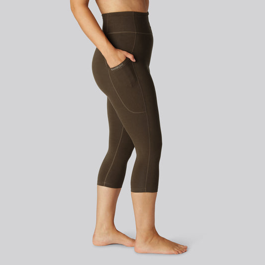 Bamboo fitness 3/4 legging in bruin voor dames