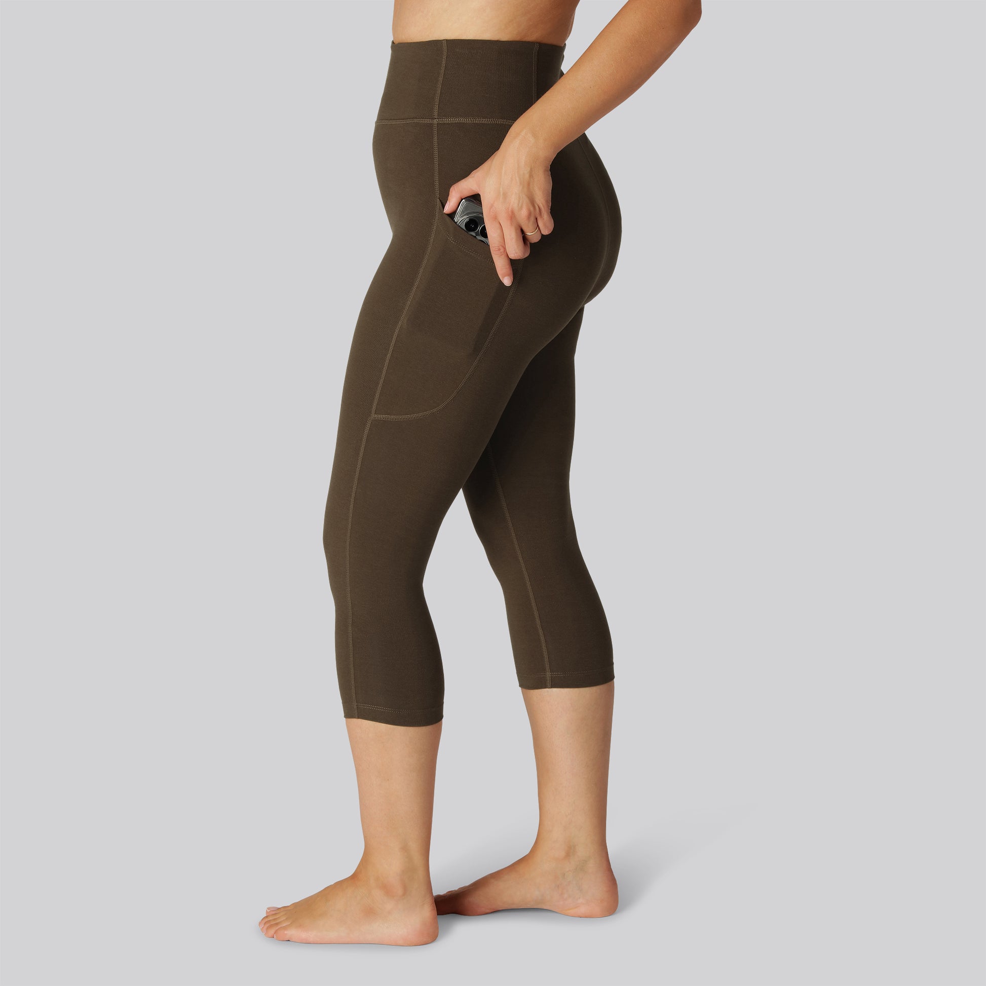 Bamboo fitness 3/4 legging in bruin voor dames