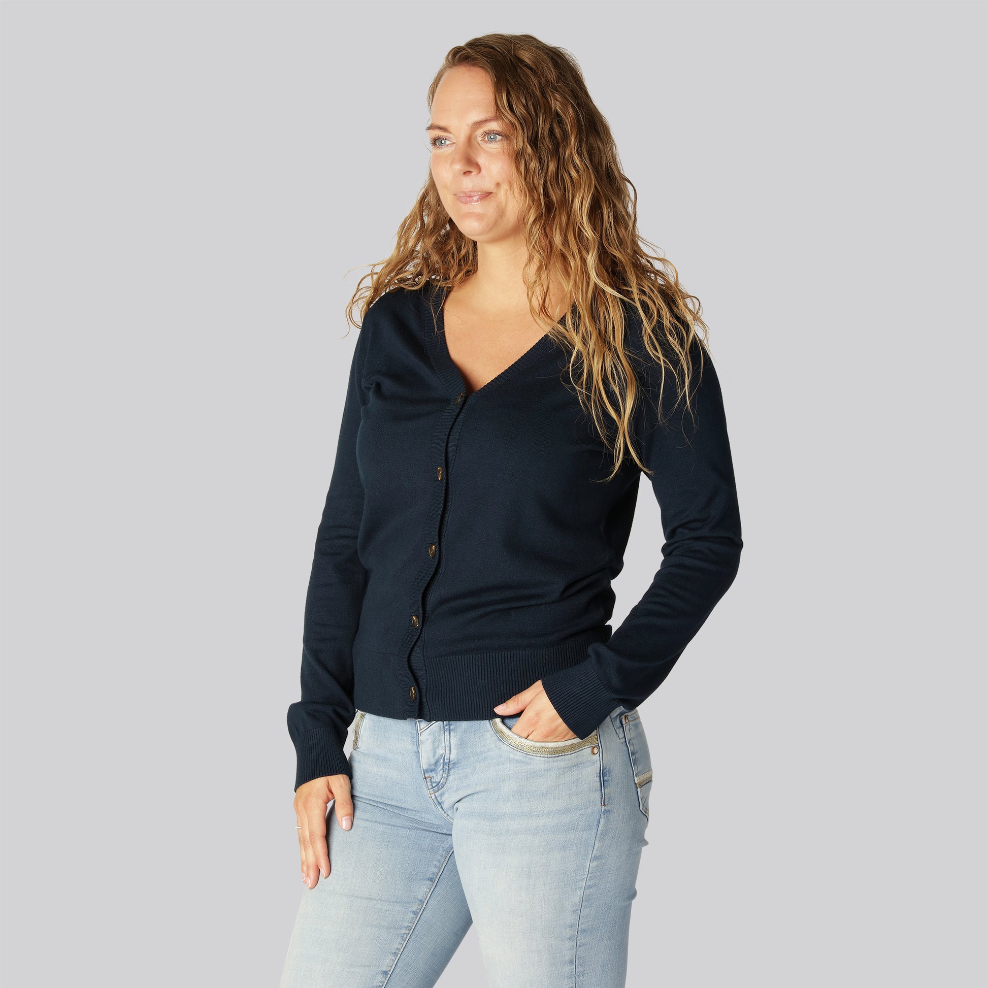 Bamboe vest in marineblauw voor dames