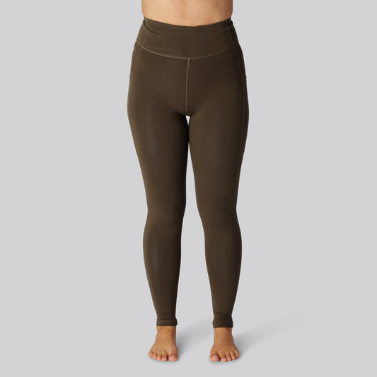 Bruine bamboe fitnesslegging voor dames