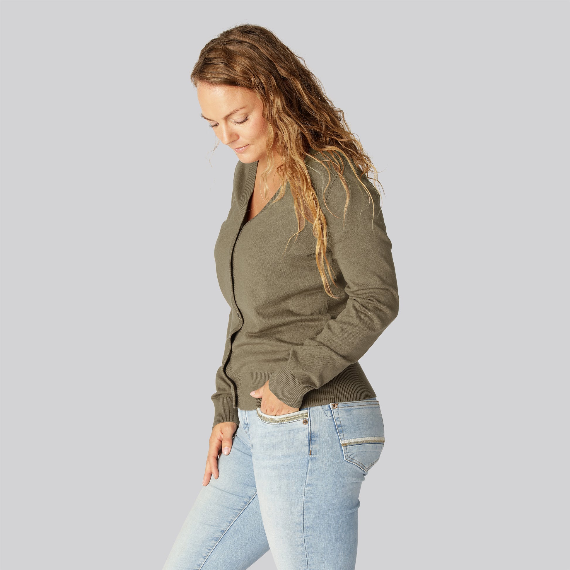 Bamboe vest in zandkleur voor dames