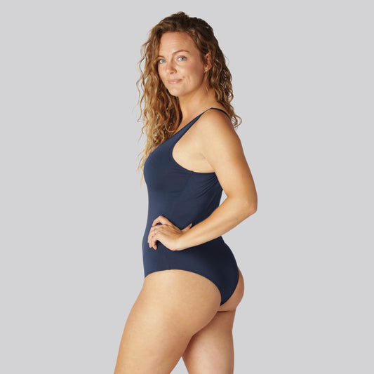 Bamboe bodystocking in marineblauw voor dames