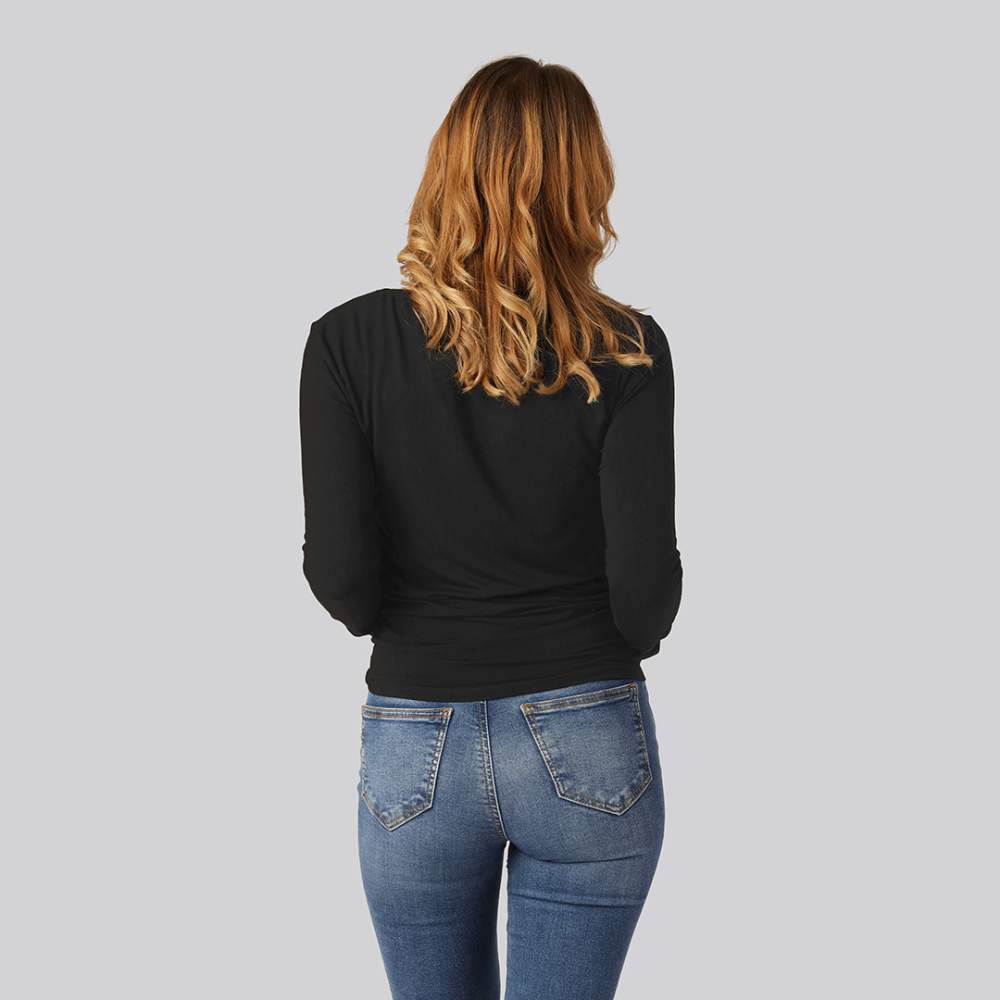 Bamboe T-shirt met lange mouwen in zwart voor dames