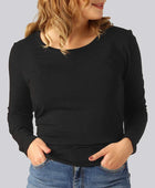 Bamboe T-shirt met lange mouwen in zwart voor dames