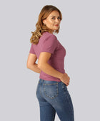 Bamboe T-shirt met V-hals in oudroze voor dames