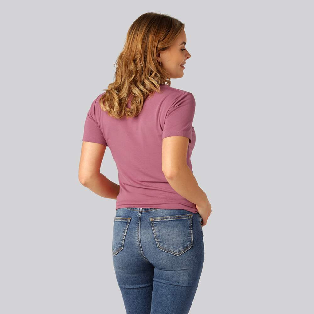 Bamboe T-shirt met V-hals in oudroze voor dames