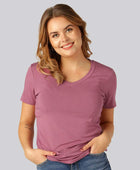Bamboe T-shirt met V-hals in oudroze voor dames