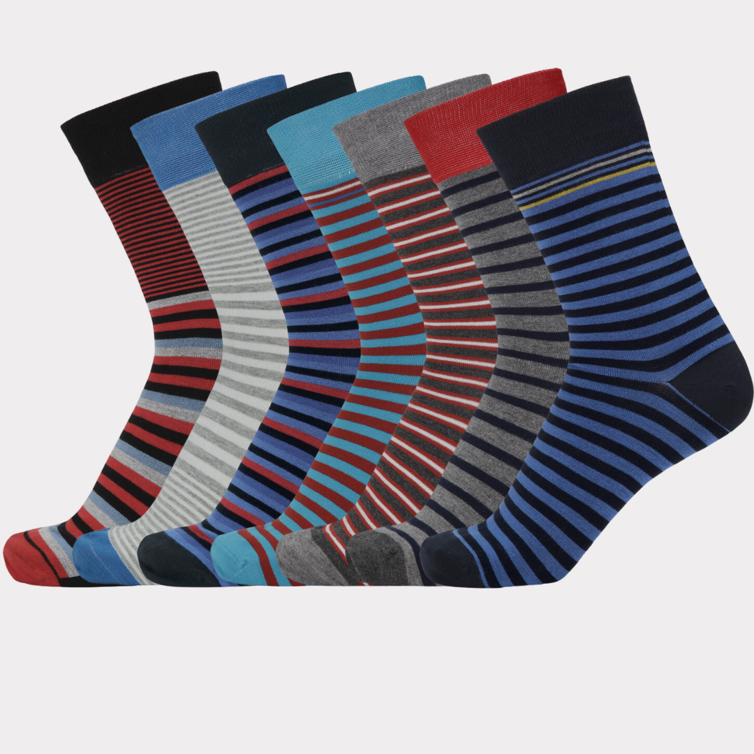 Bambuni 7-pack gestreepte sokken voor heren