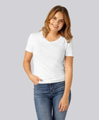 Bamboe T-shirt met V-hals in wit voor dames