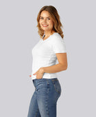 Bamboe T-shirt met V-hals in wit voor dames