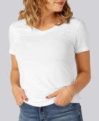Bamboe T-shirt met V-hals in wit voor dames