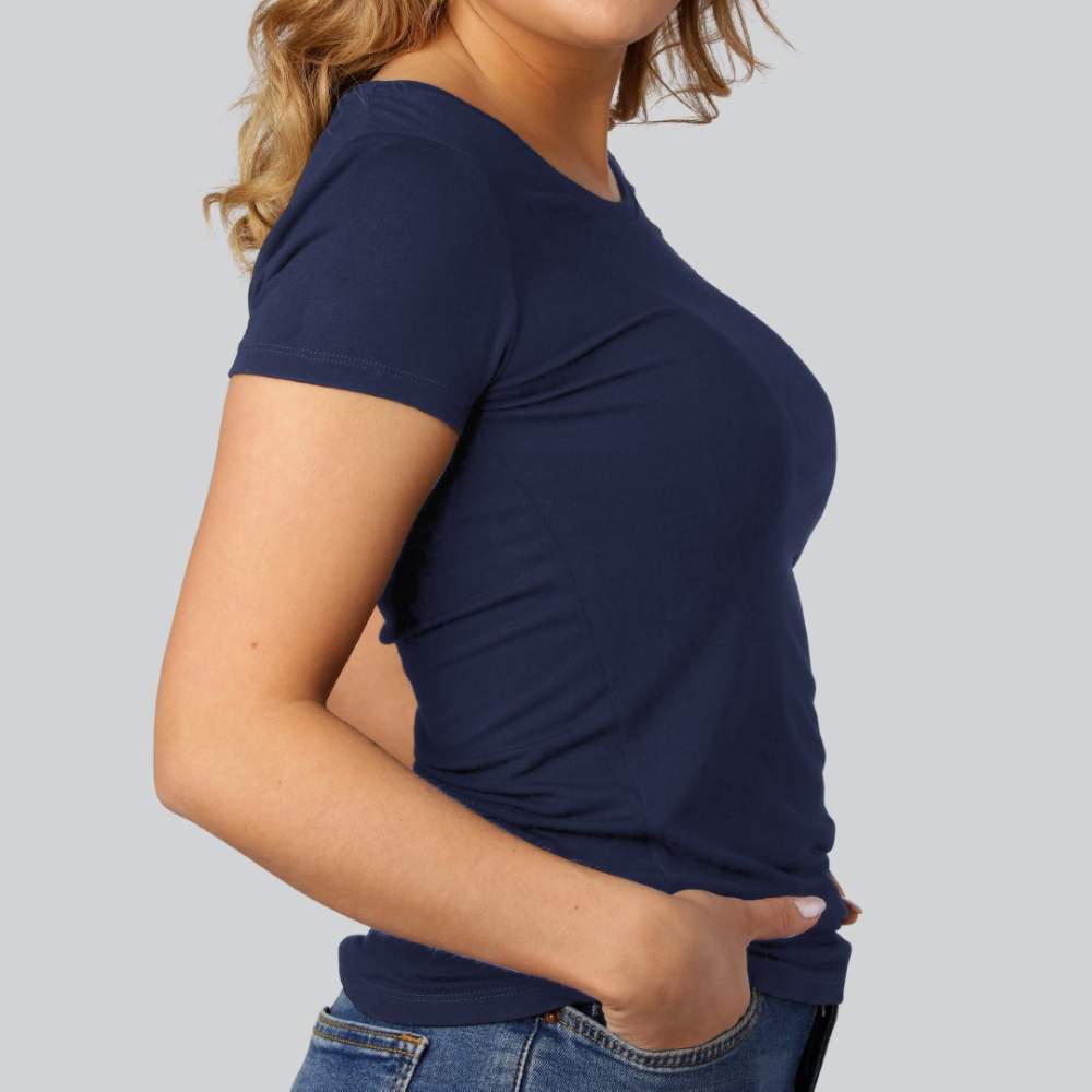 Bamboe T-shirt met ronde hals in marineblauw voor dames
