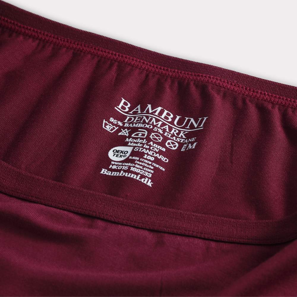 Bamboe maxi slip in bordeauxrood