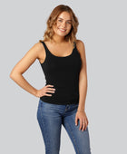 Damestop van bamboe in zwart met brede bandjes