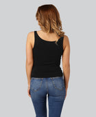 Damestop van bamboe in zwart met brede bandjes