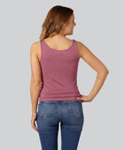 Damestop van bamboe in oudroze met brede bandjes