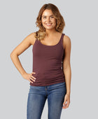 Damestop van bamboe in bordeauxrood met brede bandjes