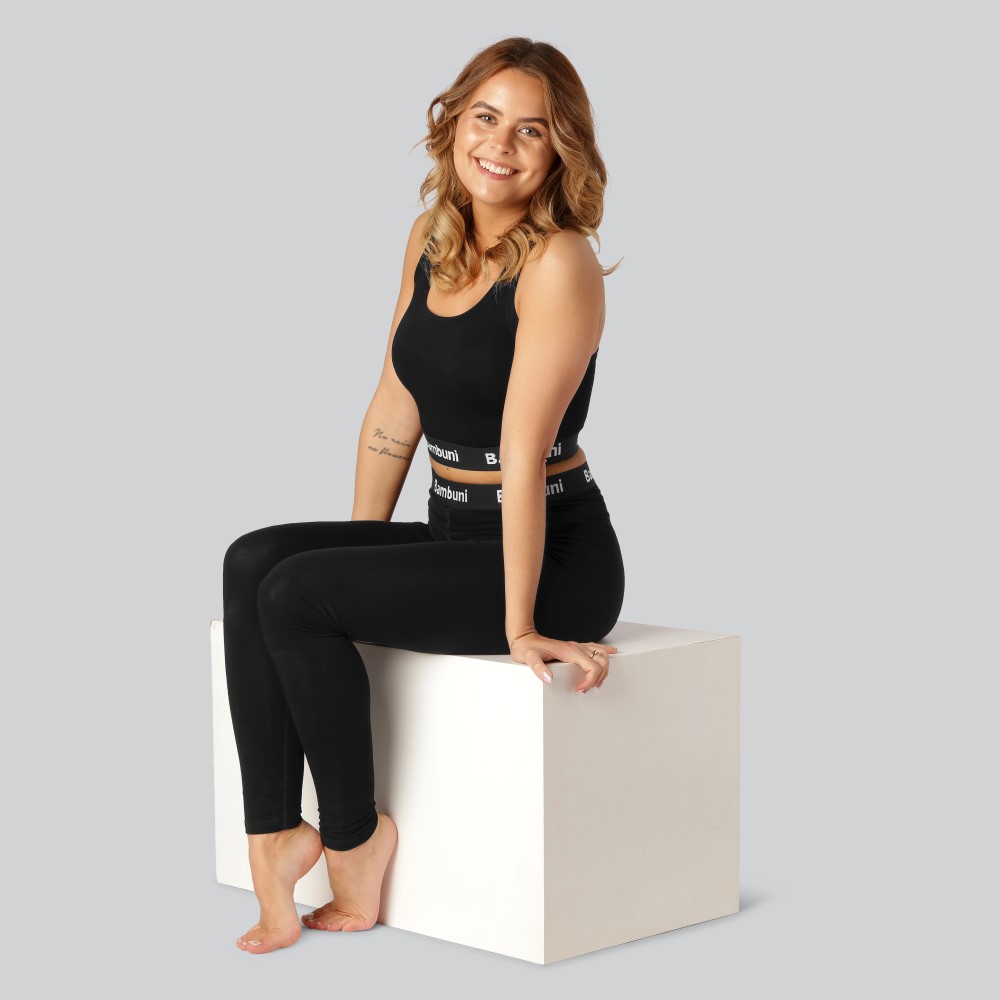 Bamboe top in zwart voor dames