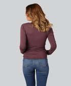 Dames T-shirt met lange mouwen van bamboe in bordeauxrood.