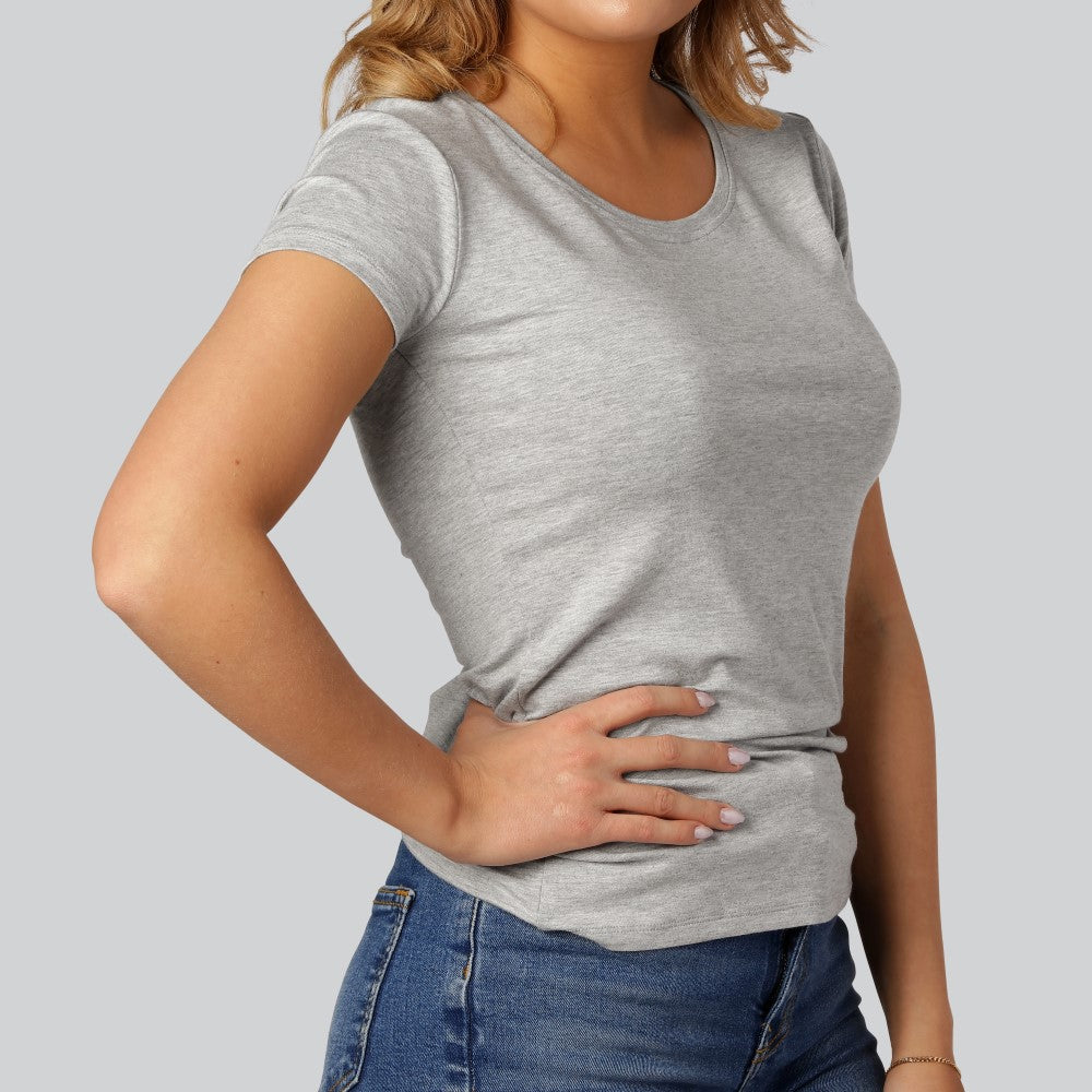 Bamboe T-shirt met ronde hals in grijs voor dames