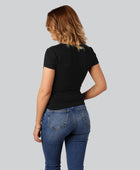 Bamboe T-shirt met ronde hals in zwart voor dames