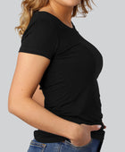 Bamboe T-shirt met ronde hals in zwart voor dames