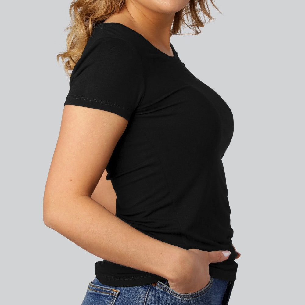 Bamboe T-shirt met ronde hals in zwart voor dames